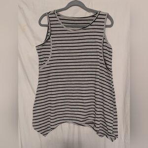 Striped Sleeveless Women's Breastfeeding Top - Black and Gray